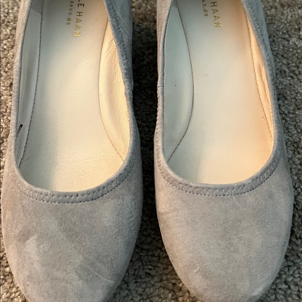 Cole Haan Light Gray Suede Ballet Flats - Picture 2 of 4